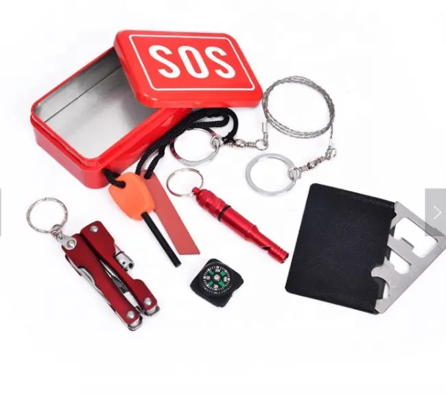Mini SOS first aid survival kit Swiss knife flashlight first aid kit camping outdoor stuff Survival Tools hiking adventures