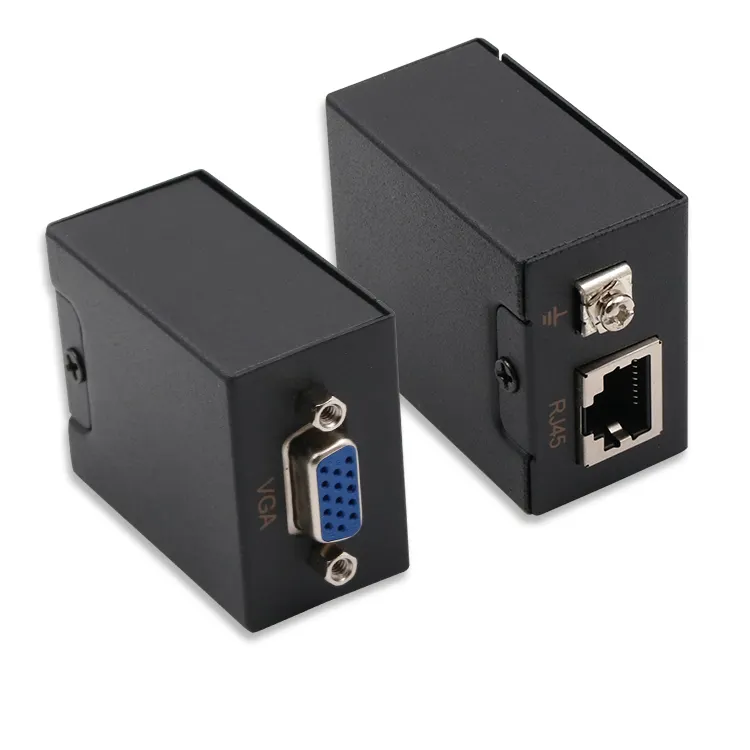 Heißer 60M VGA zu RJ45 Signal Extender Verstärker Konverter Über KATZE 5E 6 Kabel Ethernet VGA Sender und Empfänger