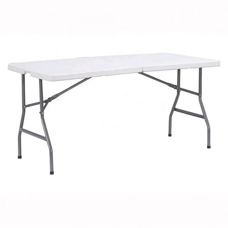Table pliante en plastique HDPE blanc, vente en gros, livraison gratuite, hôtel, restaurant, restaurant, restauration, forme ronde rectangulaire, pour mariage, 6 pieds