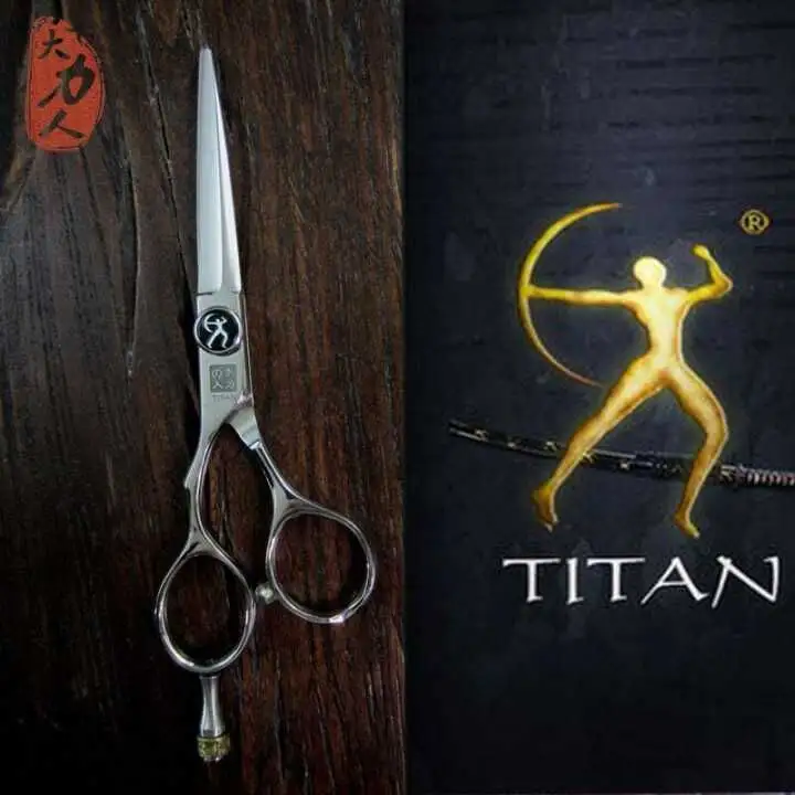 Titan tesoura profissional de corte de cabelo, 5.5 polegadas com cabo esquerdo de 6.0