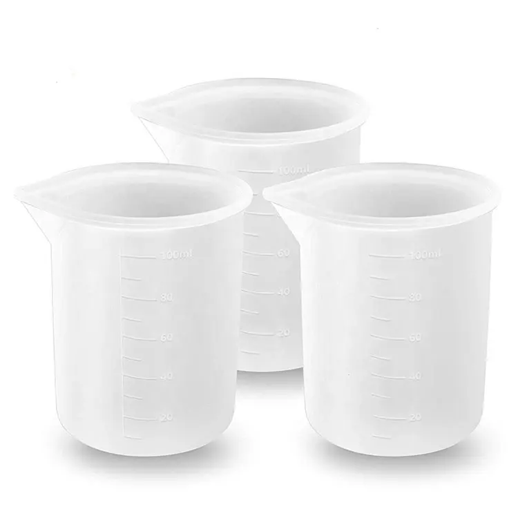 Tazas de silicona para medir, tazas de silicona con escala precisa de 100 ml