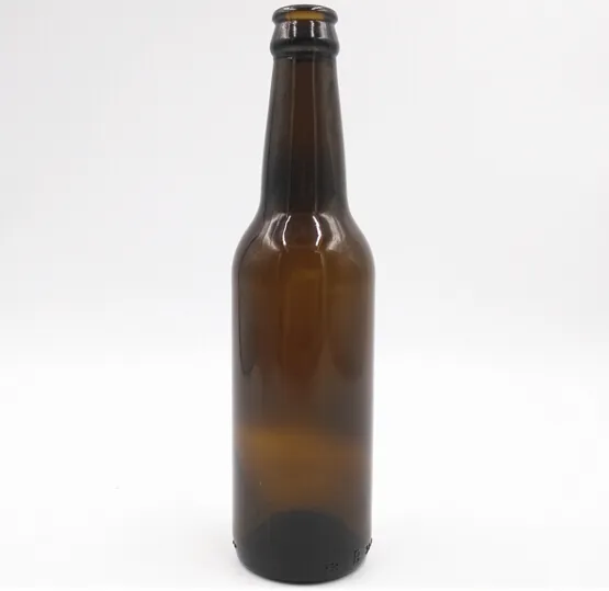 ガラス瓶33clダークブラウン琥珀色ビール丸型卸売
