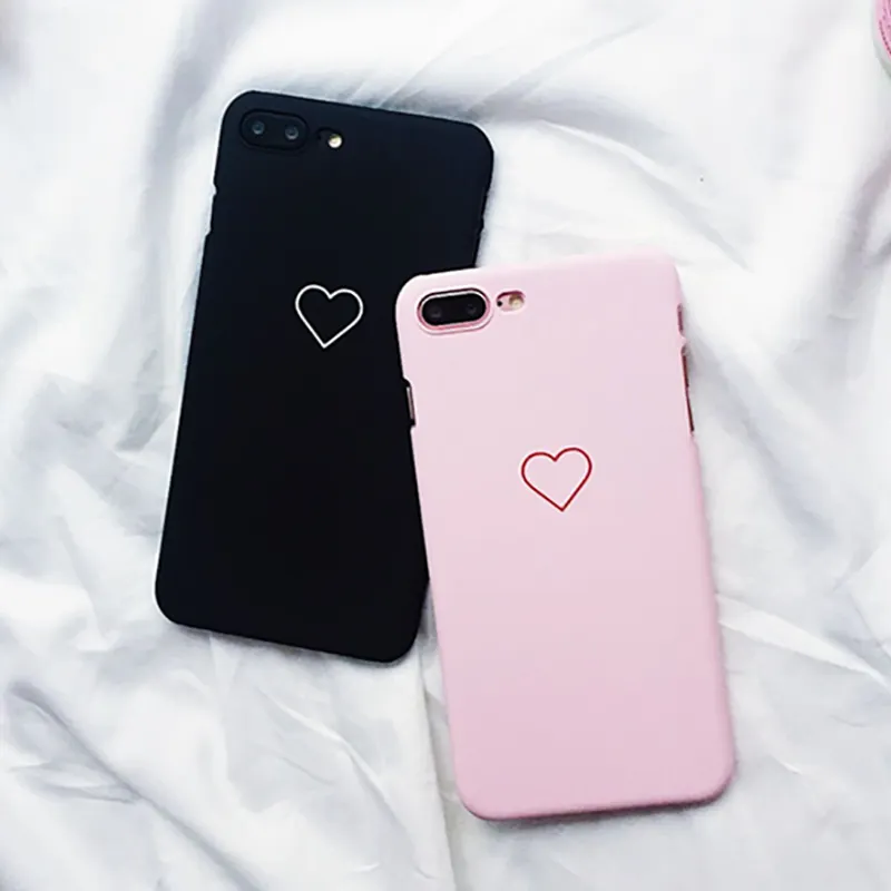 2020 Desain Baru Hot Jual Jantung Ponsel Case untuk iPhone 5 5S 6 6S 7 7 Plus X pasangan Penutup Belakang Ultra Tipis Matte Hard Coque