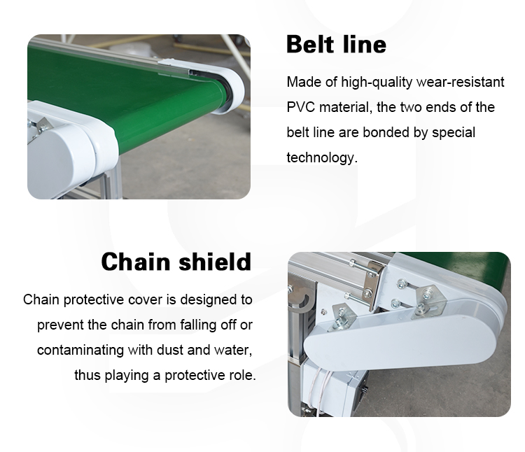 Aluminum Profile Adjustable Industrial Belt Conveyor For Workshop 4