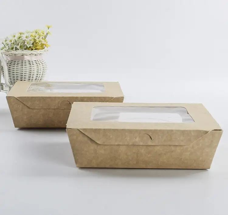 Produzione di design personalizzato scatola di Sushi fustellata carta kraft marrone riciclabile estrarre scatole per il pranzo per alimenti