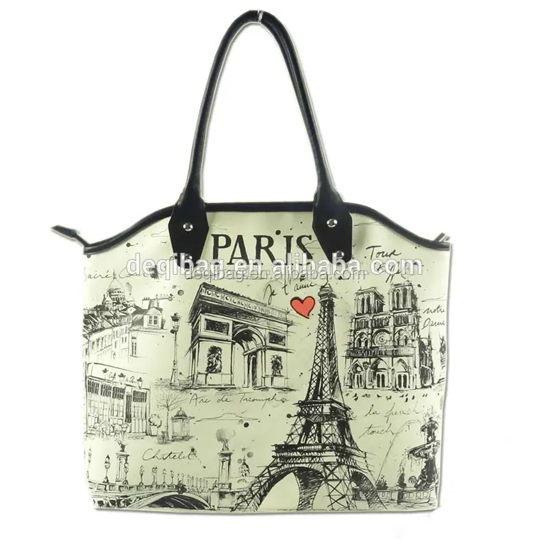 Bolso de cuero con impresión digital 3d para mujer, bolsa de recuerdo, a la moda de París, bolso de mano