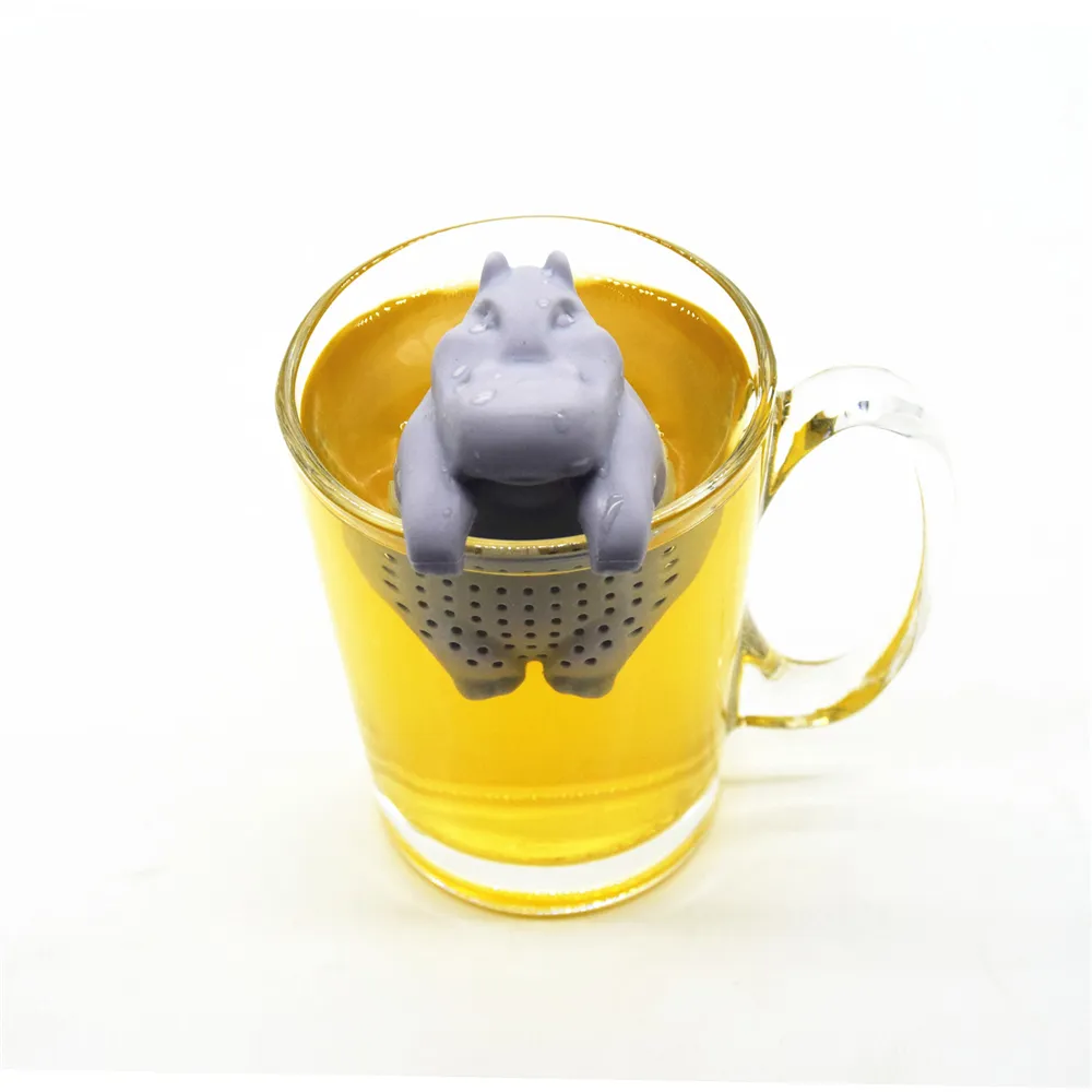 Креативный силиконовый ситечко для заваривания чая в виде бегемота, милый ситечко для заваривания листового чая