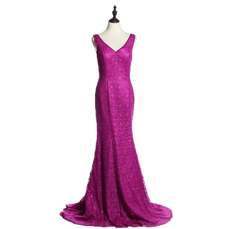 Vestido de baile sereia longa, para moças plissado roxo noite