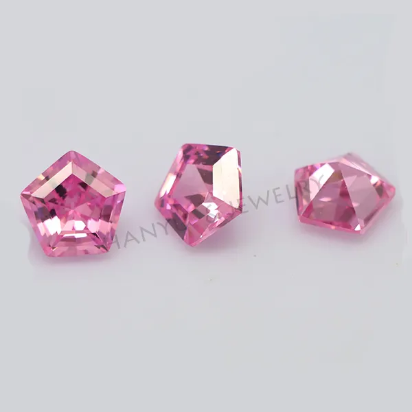 Piedras preciosas al por mayor, Circonia cúbica, piedra de color rosa cortada por Pentagon