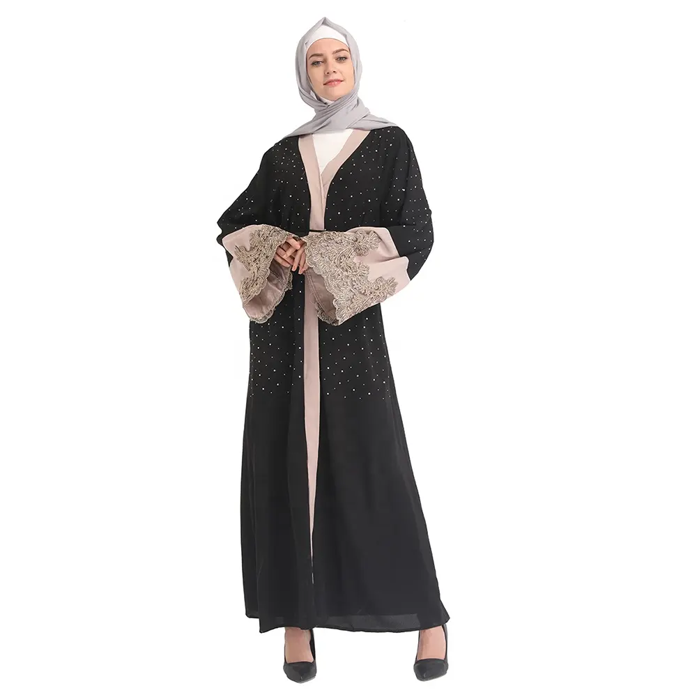 Vestido árabe abaya de manga acampanada bordado, ropa islámica, abaya