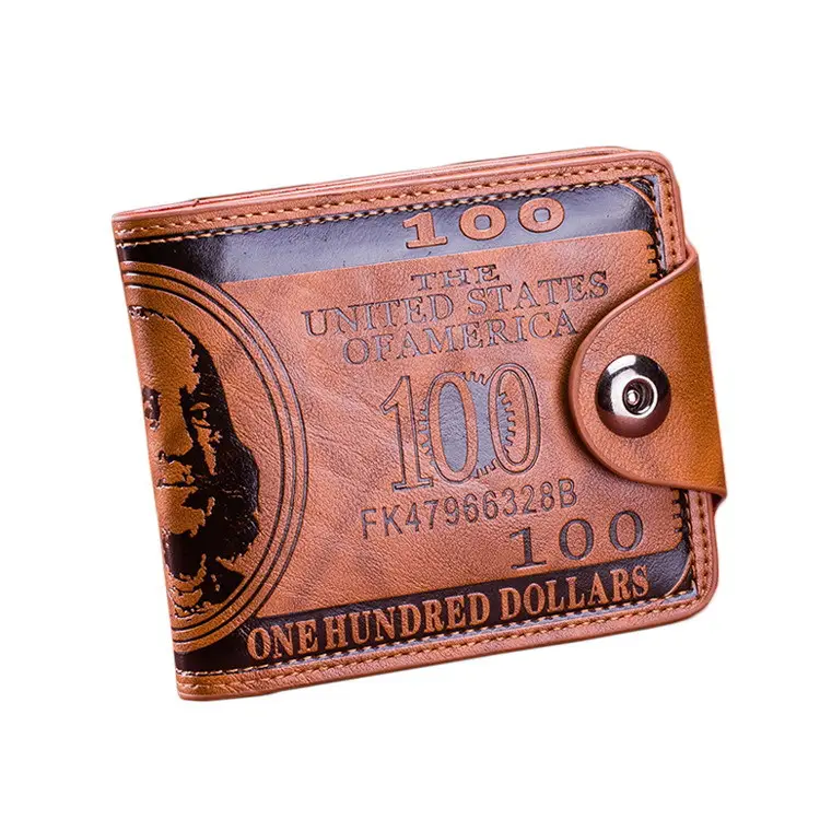 Sıcak satış US100 100 dolar kabartmalı Vintage PU deri erkek cüzdanları ile Hasp
