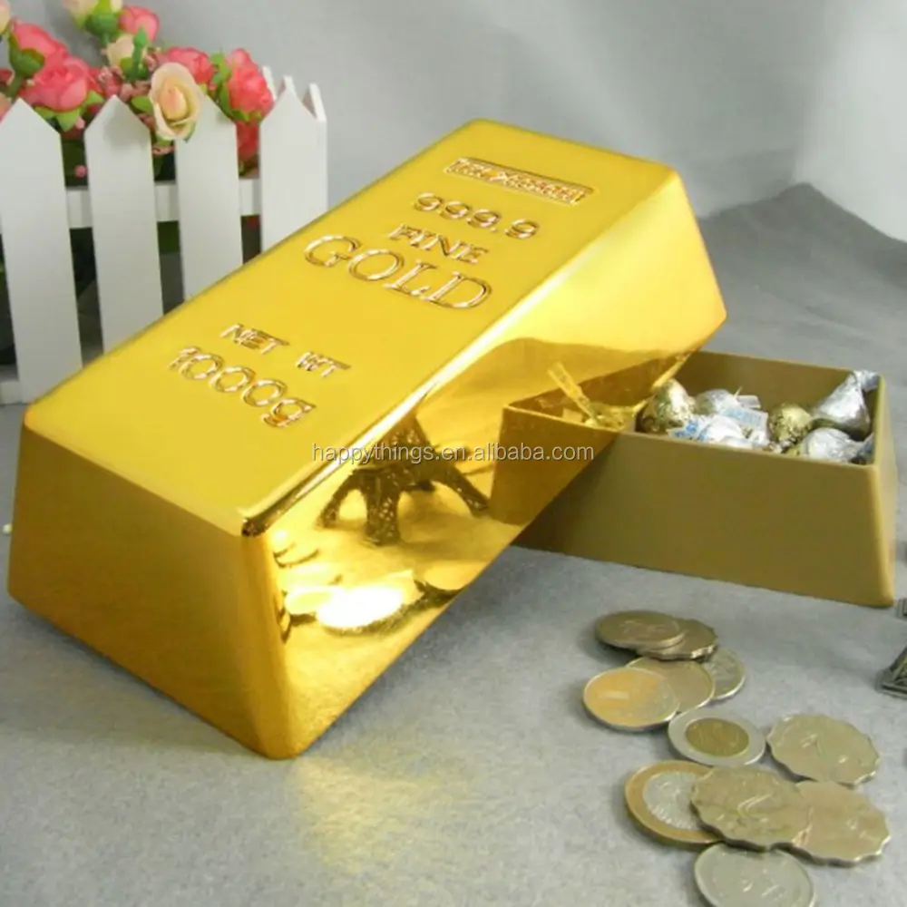 Fabrika doğrudan ev dekor ve hediye için hatıra altın külçe depolama şeker ve isim kartı kutusu