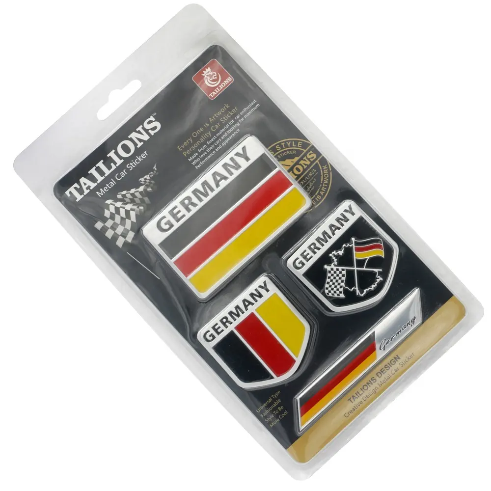 Muestra gratis Alemania bandera del coche de metal de pegatinas de aluminio etiqueta engomada de otro país emblemas en stock