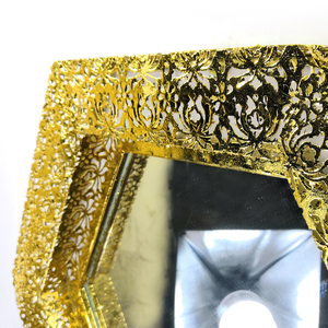 20英寸 50厘米六角金壁挂式金属框架镜子装饰花图案为客厅 - Product Image 3