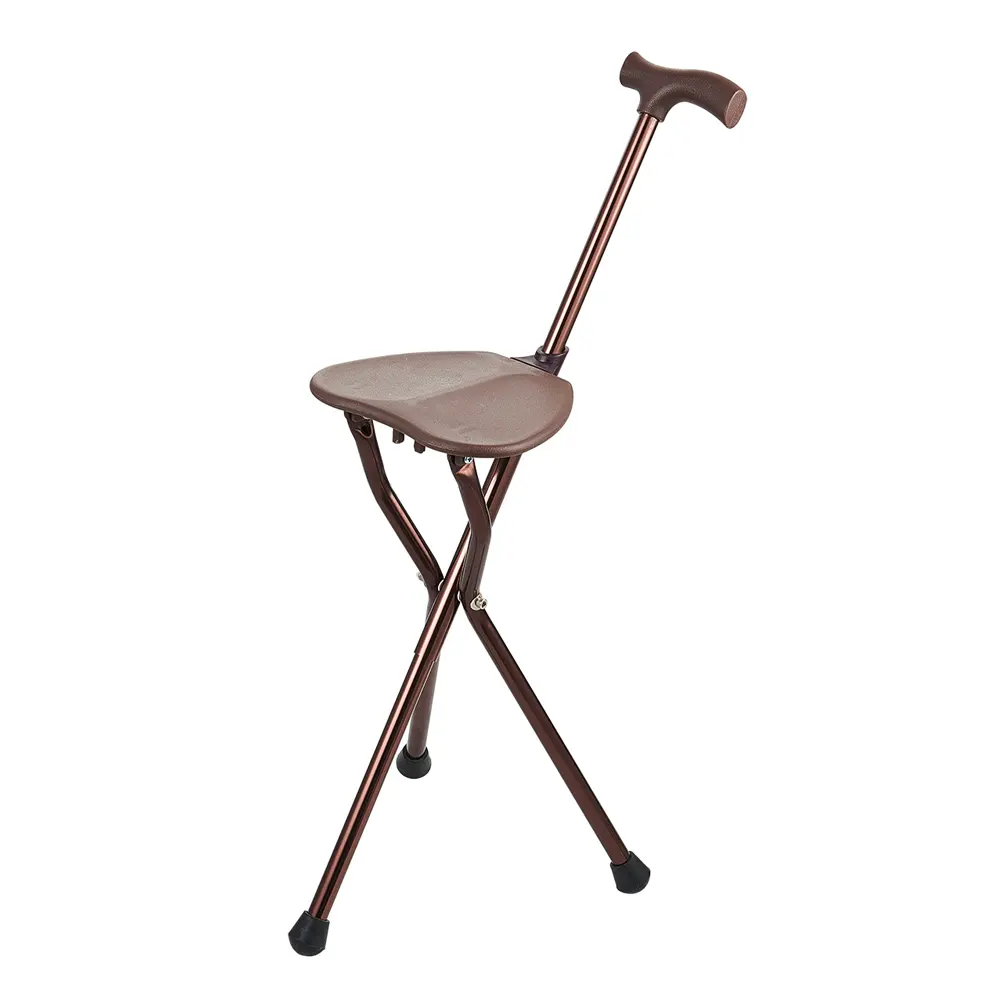 CA239-Silla de bastón para caminar, Combo de bastón de aluminio ligero con asiento, silla de caña plegable