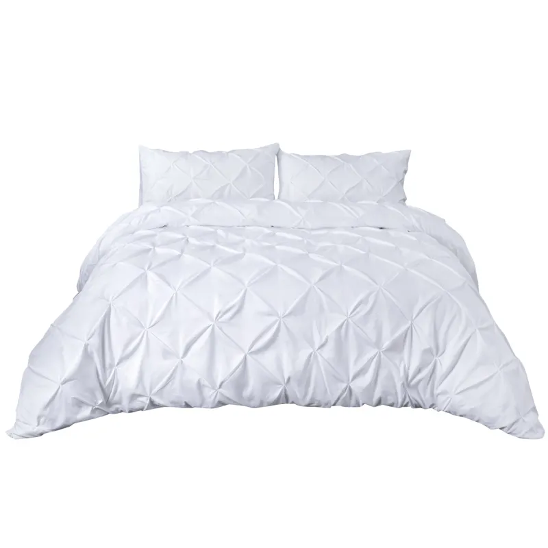 Housse de couette blanche en coton polyester, accessoire à point torsadé, taille queen, pour literie de mariage,