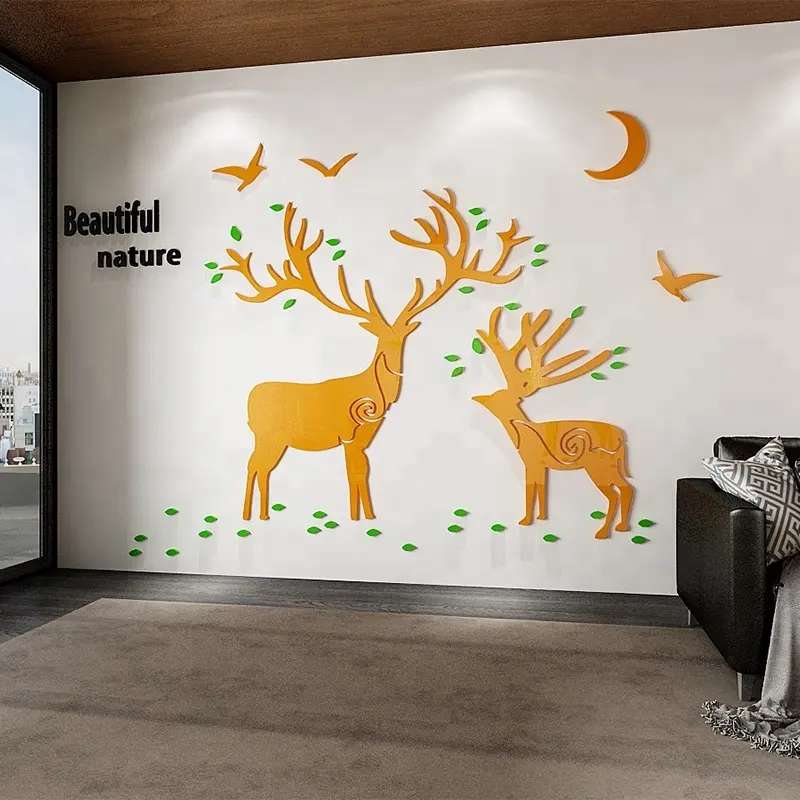 Sika Deer Trang Trí Nhà Cây Và Động Vật Dán Tường Acrylic