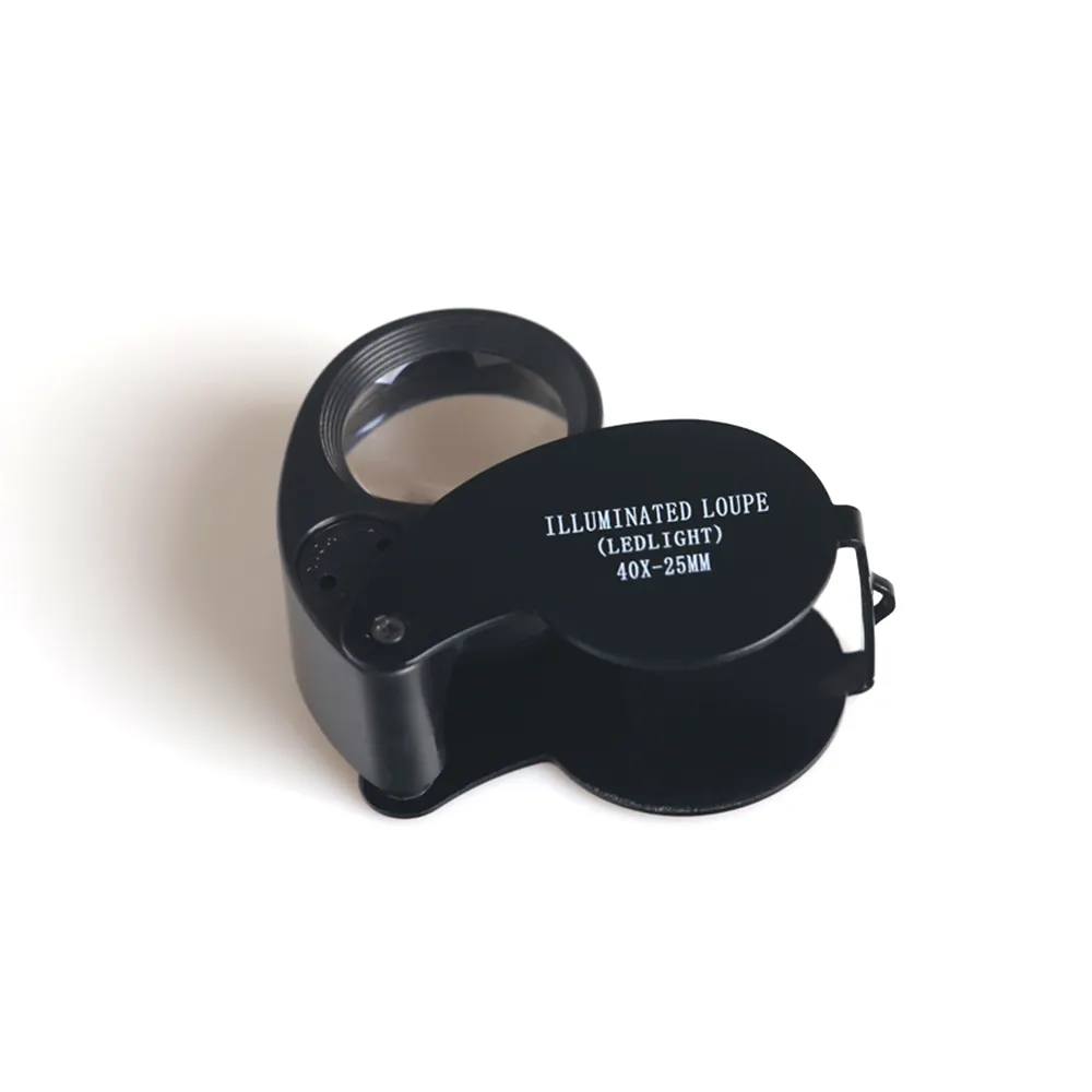 BIJIA 40X25 lente di ingrandimento con 2 LED e 1 luce UV Gioielli Magnifier Della Tasca Lente di Ingrandimento Led Lente di Ingrandimento