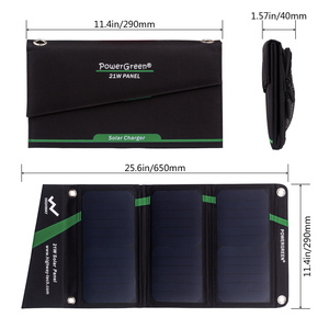Hızlı şarj güneş enerjisi şarj cihazı 21W 5V hafif GÜNEŞ PANELI şarj katlanabilir kamp seyahat için çift <span class=keywords><strong>USB</strong></span> portu ile su geçirmez