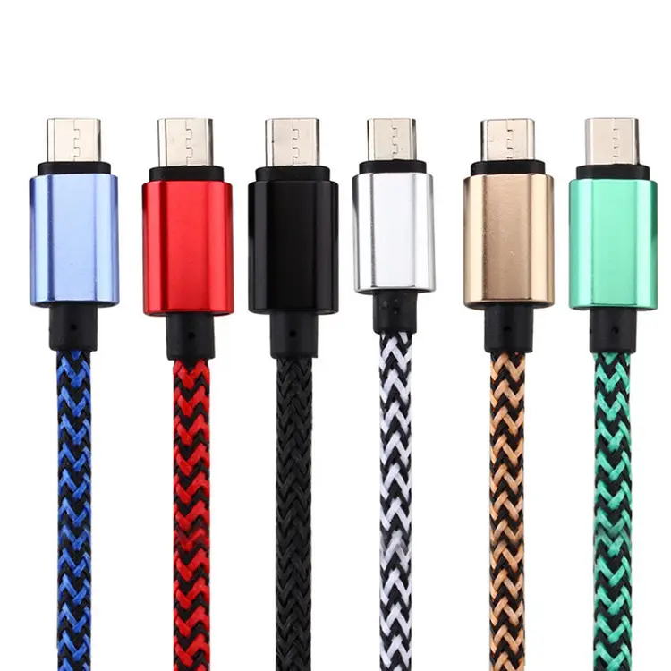 Kleurrijke Nylon Gevlochten 8Pin Micro Usb-kabel Mobiele Telefoon Audio Input Adapter Slimme Kabel Voor Samsung, Voor Android