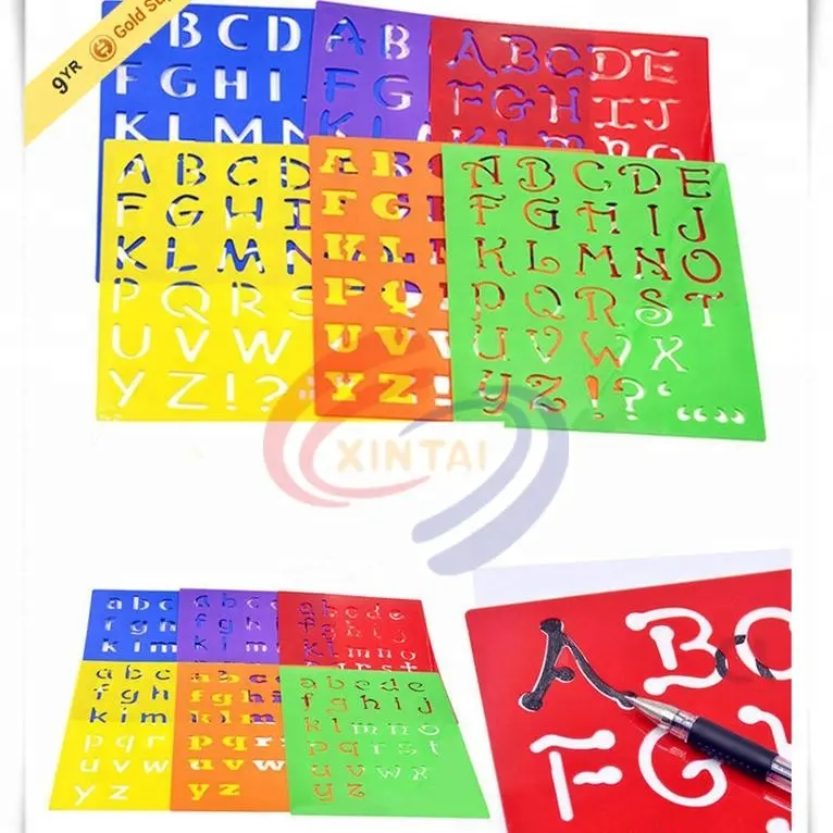 Custom design PP letter stencil alphabet plastic kid's drawing stencil for wholesale