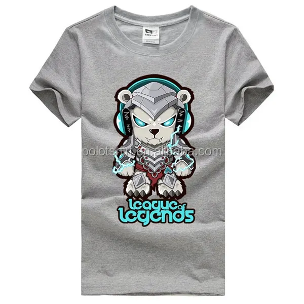 Cinza personalizado private label impressão da camisa de t dos homens tshirt de grandes dimensões padrão dos desenhos animados casual streetwear panos