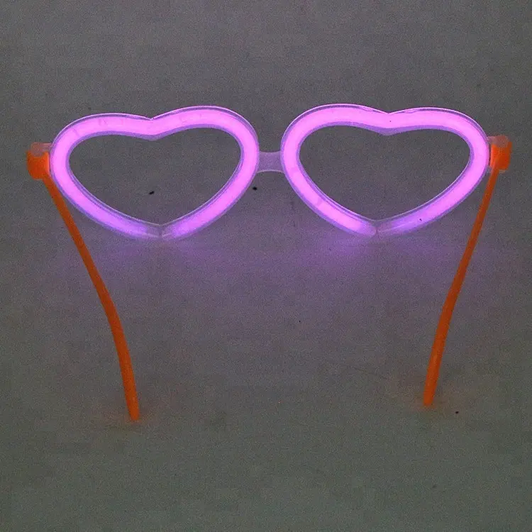 Multi Color de fluorescencia en forma de corazón gafas LED luz luminosa palos de neón de Navidad fiesta de Halloween intermitente juguete de la novedad