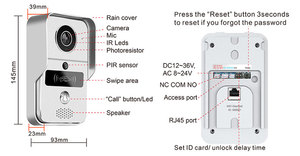 Sistema de intercomunicación de timbre inteligente WiFi con aplicación impermeable lector de tarjetas RFID visión nocturna para producto de Control de acceso de seguridad en el hogar - Product Image 3
