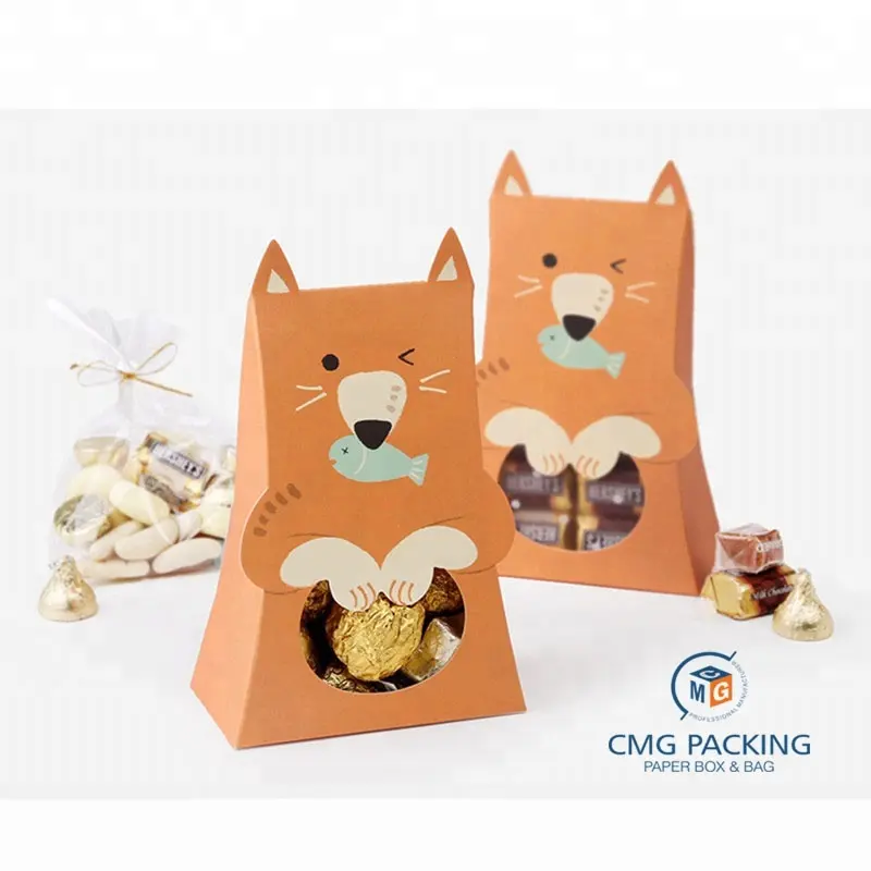 Personalizado Animal lindo de papel de caramelo caja niño niña niños fiesta de cumpleaños decoración bebé ducha de regalo de papel de la galleta de Chocolate bolsas