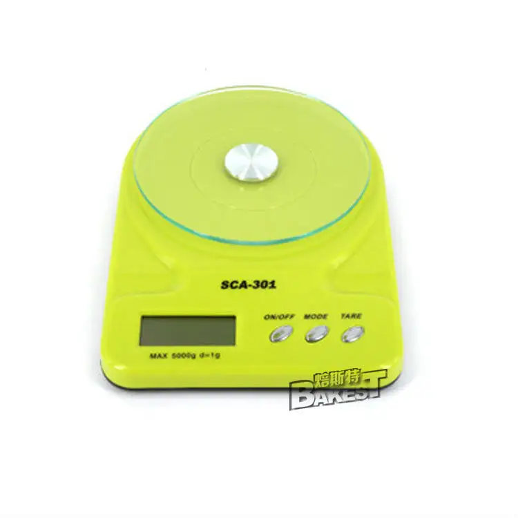 Bakest-báscula electrónica Digital SCA301, balanza colorida, roja, verde, blanca y naranja, 5kg, para hornear pasteles y comida