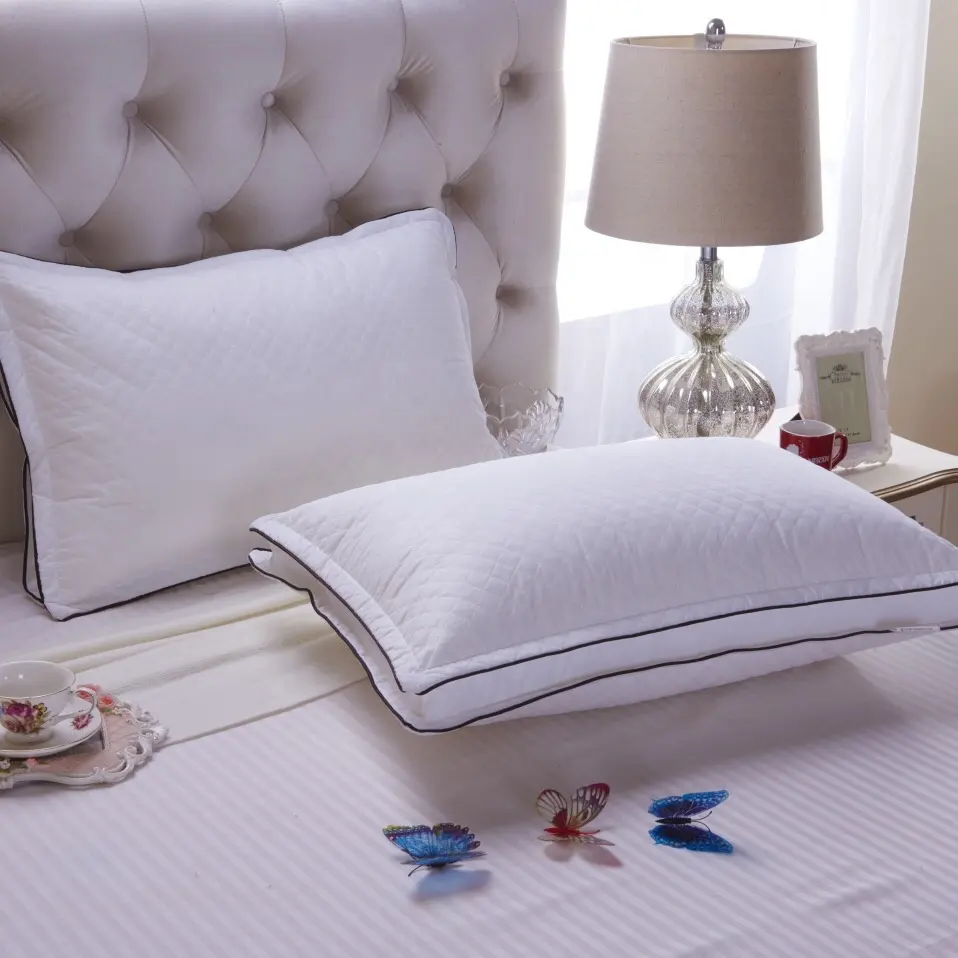 Travesseiros de tecido duck down, almofadas recheadas de penas de tecido impermeável branco 5 estrelas luxuoso, 100