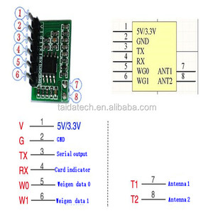 Livello TTL RS232 formato di uscita Wiegand 26 125 khz rfid card reader rfid tag reader raspberry pi modulo lettore rfid - Product Image 5