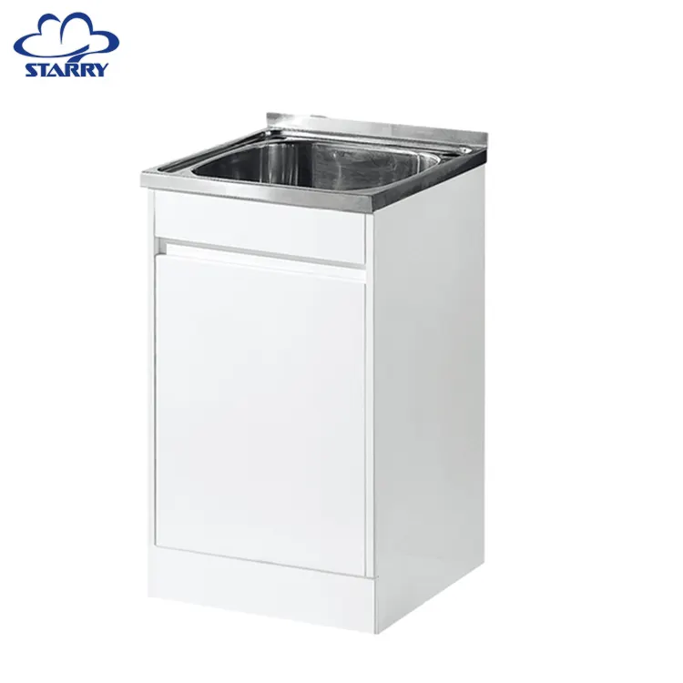 Bianco Semplice Quadrato Design Thailandia Balcone Lavanderia Mobiletto del Bagno 1 set Moderno Mobili Da Cucina Sink Vanity Al di Fuori Porta