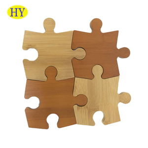 廉价批发定制手工拼图木垫定制杯垫 - Product Image 3