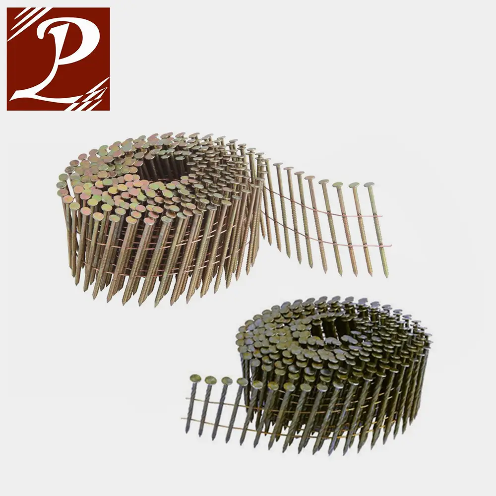 1 1/4 ''zincato Coil verniciato chiodi per coperture a doppia testa gambo ad anello per costruzioni in legno