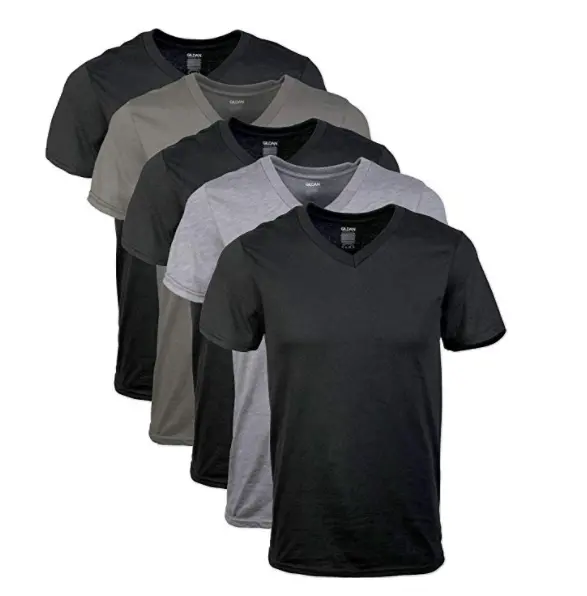 उच्च गुणवत्ता सादे कस्टम पुरुषों के कपड़ों की बांस रिक्त वी गर्दन टी शर्ट थोक
