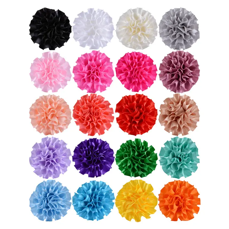 23 Farben Lager Großhandel 5cm Durchmesser Falten Blumen bogen, DIY Baby Polyester machen Satin band Schleife