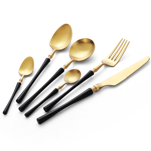 Gold Plated <strong>Flatware</strong> Set Pink Matte Stainless Steel Cutlery Knife Fork and Spoon Set for Restaurant - Product Image 2