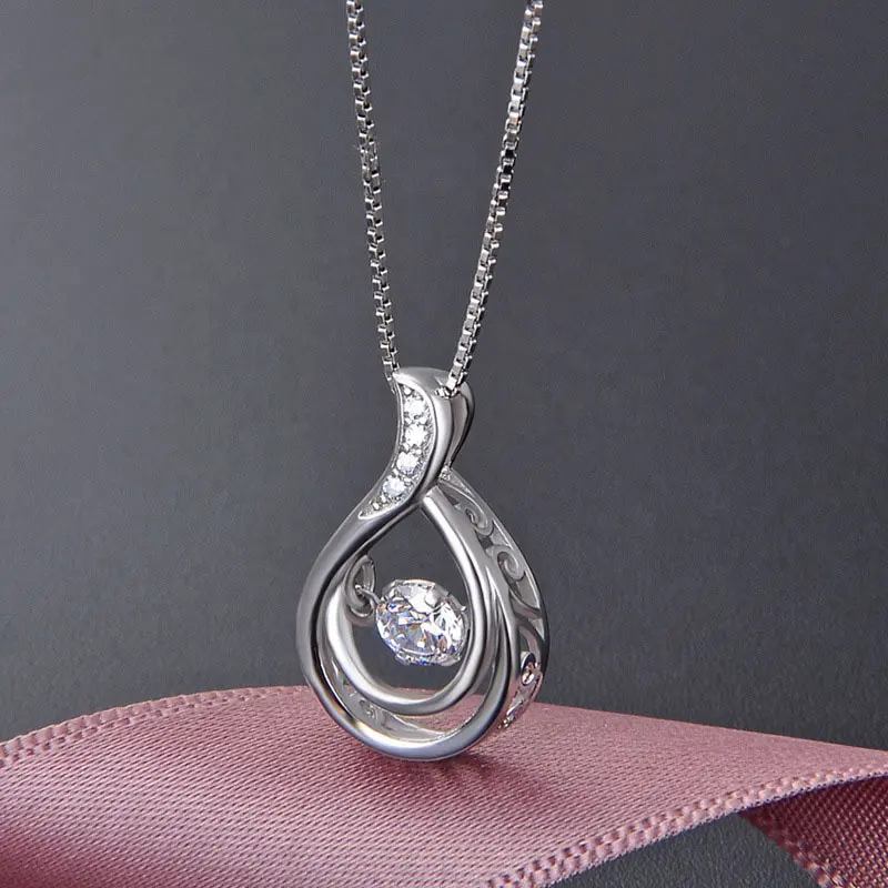 Collier à Double anneau en argent 925 pour femmes, bijou de mariage en CZ intelligent, momanite, YJ001160