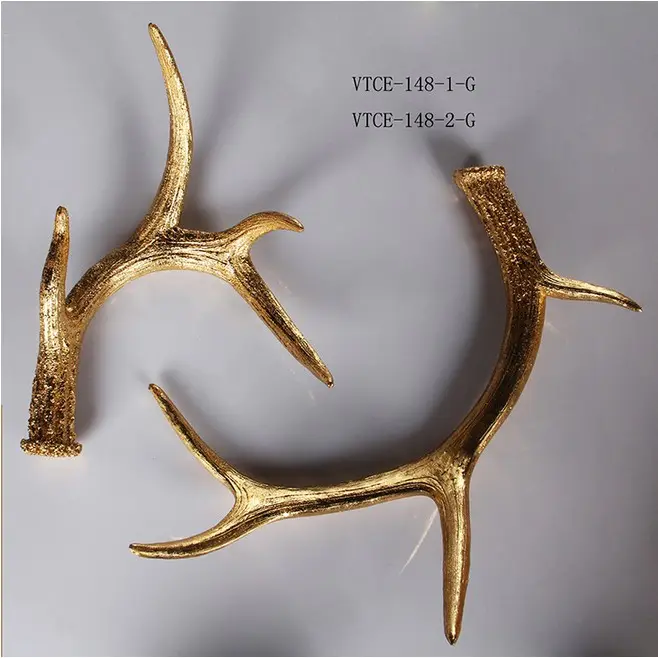 Decorative resin golden artificial deer antler