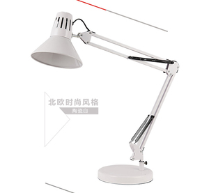 โคมไฟ LED แบบหนีบโลหะสไตล์อเมริกัน,โคมไฟป้องกันสายตาโคมไฟข้างเตียงสำนักงานเรียนหนังสือโคมไฟตั้งโต๊ะแบบปลั๊กอินยาวสำหรับนักเรียน
