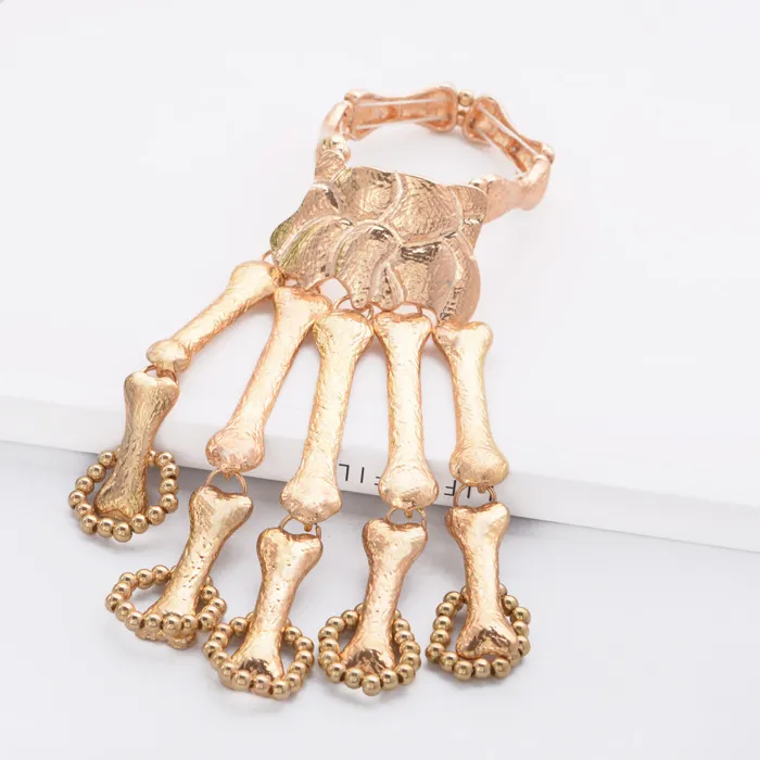 Cadena de mano de moda para mujer, pulsera de Metal exagerada con esqueleto, Calavera, garra fantasma, accesorios de Halloween