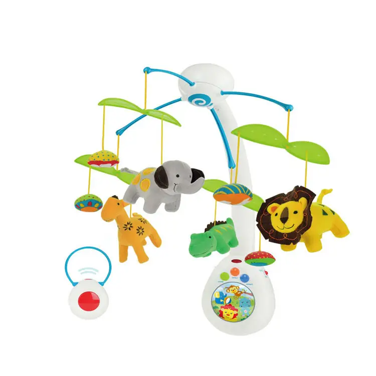ABS quality and remote control function safe musical mobile for baby cot W/music & rattles
