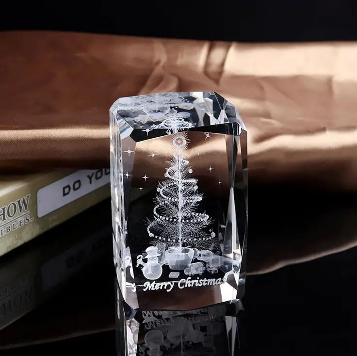 Artisal — cadeaux de noël personnalisés, artisanat en cristal, bloc de verre vierge, Laser 3D gravé au Laser, Photo de noël, Cube en cristal