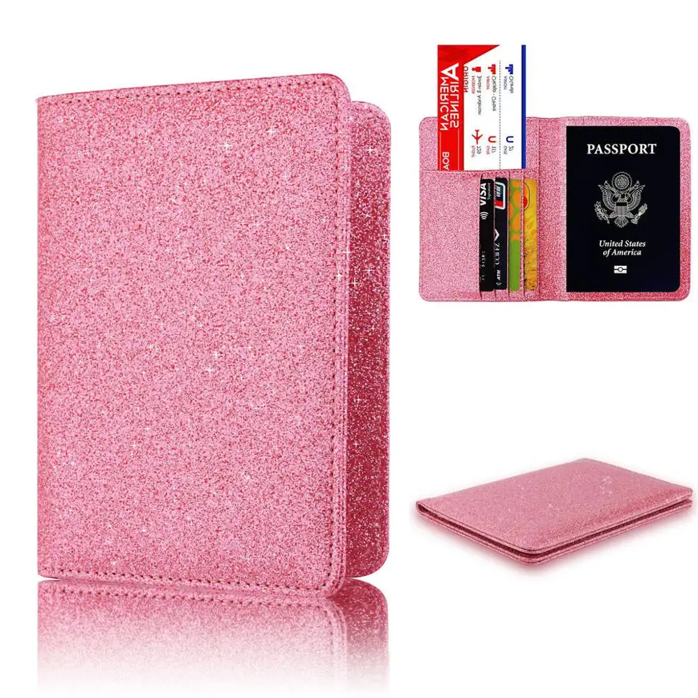 Custom unique cute waterproof bling glitter passport holder/cover