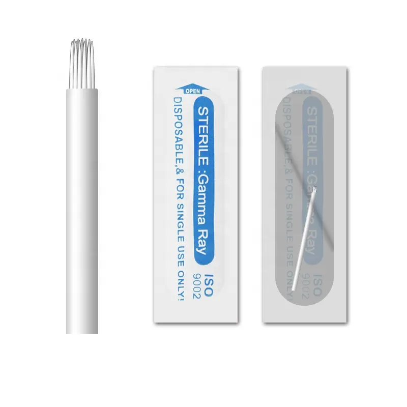 Wooem 17RL — fournitures de tatouage de sourcils en acier inoxydable, cosmétique rond, aiguille manuelle, outil d'ombrage 3D à sourcils, accessoire pour le maquillage, 1 pièce