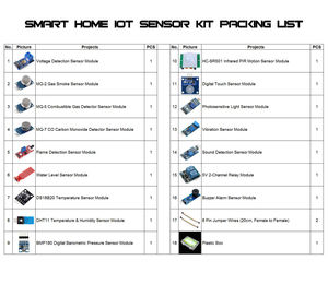 16 in 1 <strong>Sensor</strong> Modules <strong>Project</strong> Starter Kits for <strong>Raspberry</strong> <strong>Pi</strong> Smart Home MQ2 MQ5 MQ7 DHT11