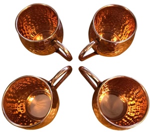 Pure 100% Solid Hammered Moscow Mule Copper MugsのSet 4、16オンス450ミリリットルCopper Cups For Icy Cold <span class=keywords><strong>Cocktails</strong></span>