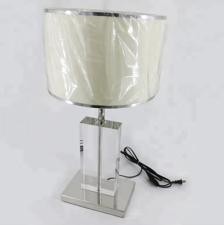 Lâmpada de mesa de cristal moderna, cortina de cristal moderna para decoração, para mesa, para hotel, cromada, projeto de luxo, lâmpada de mesa de leitura