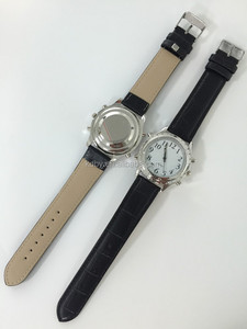 Wholesale Fashion Alloy Quartz Glass Pointer Talking Watch Voice Menu English Custom Language Old People PU Senior Watch - Product Image 1
